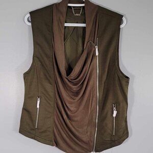 Kardashian Kollection Y2K Drape front green Biker Vest BNWT